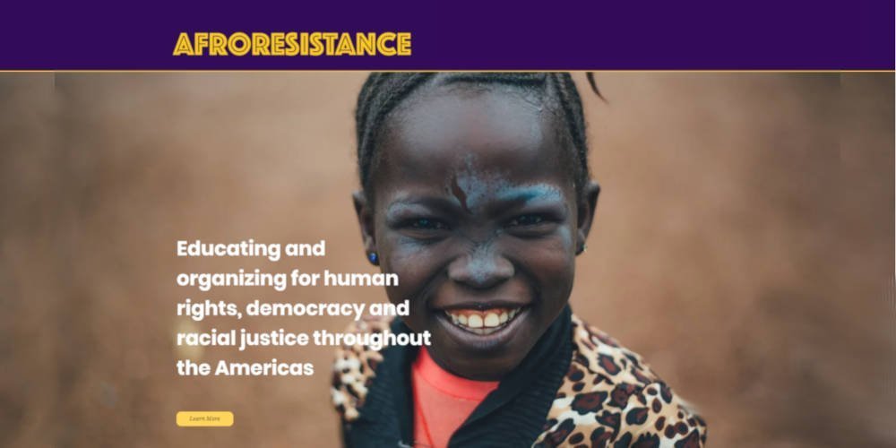 Image of the AfroResistance homepage